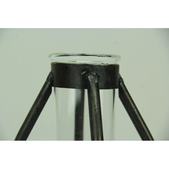 Modern Art Glass Tube Bud Vase with Metal Cage Frame Set of 3 - Picture 3 of 3